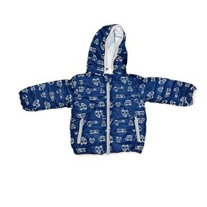 Little Beginnings toddler Blue Hooded Jacket with White Print 2T